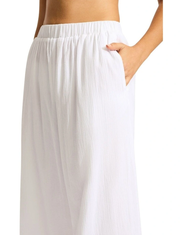 Beach Edit Crinkle Beach Pant in White image 4