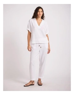 Double Gauze Tapered Pant in White