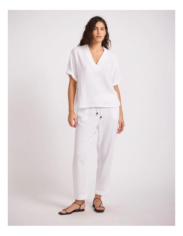 Double Gauze Tapered Pant in White image 1