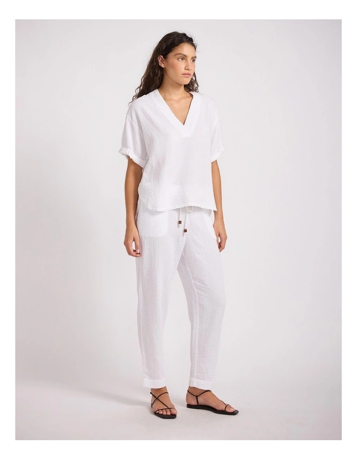 Double Gauze Tapered Pant in White image 2