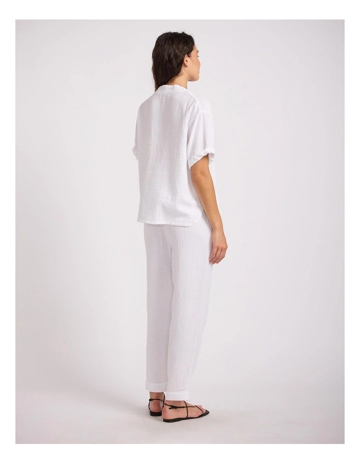 Double Gauze Tapered Pant in White image 3