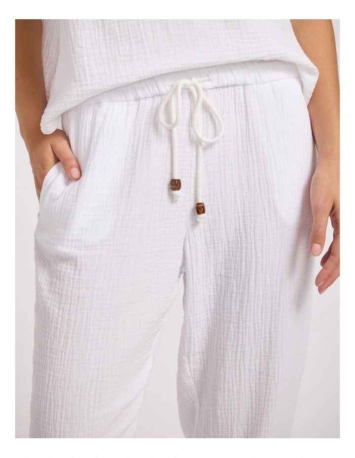 Double Gauze Tapered Pant in White image 4