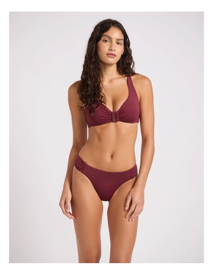 Collective High Leg Ruched Side Pant - Dark Burgundy image 1