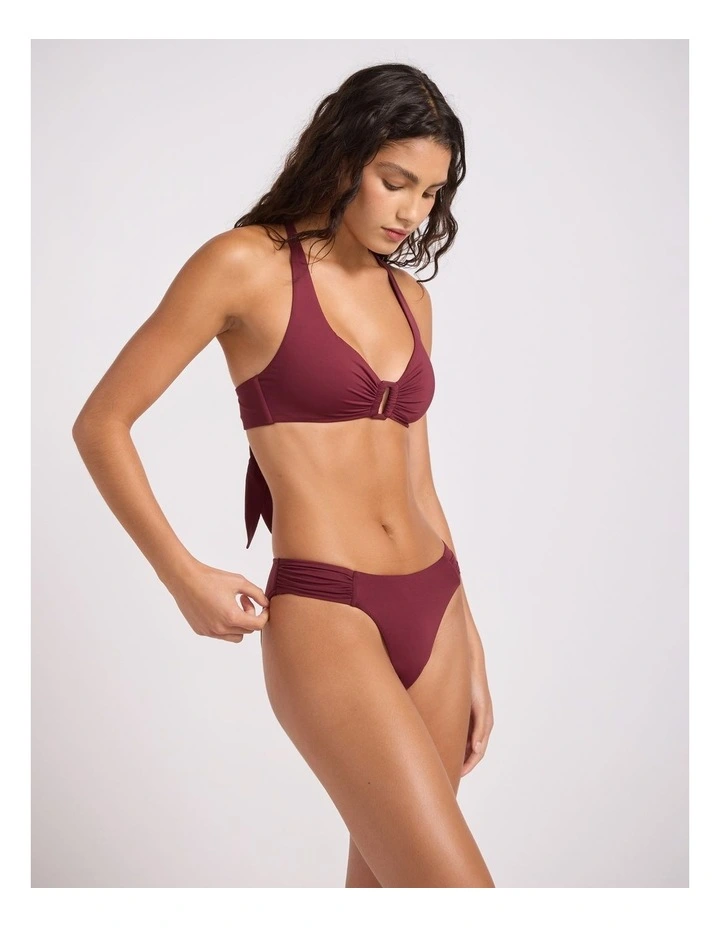 Collective High Leg Ruched Side Pant - Dark Burgundy image 2