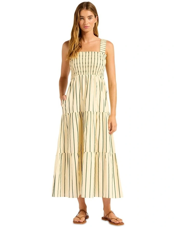 Beachedit Stripe Faithfull Midi Dress in Cream image 1