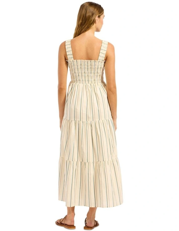 Beachedit Stripe Faithfull Midi Dress in Cream image 3