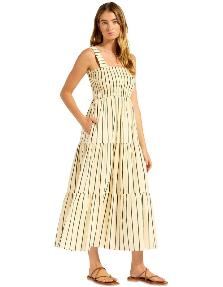 Beachedit Stripe Faithfull Midi Dress in Cream image 3