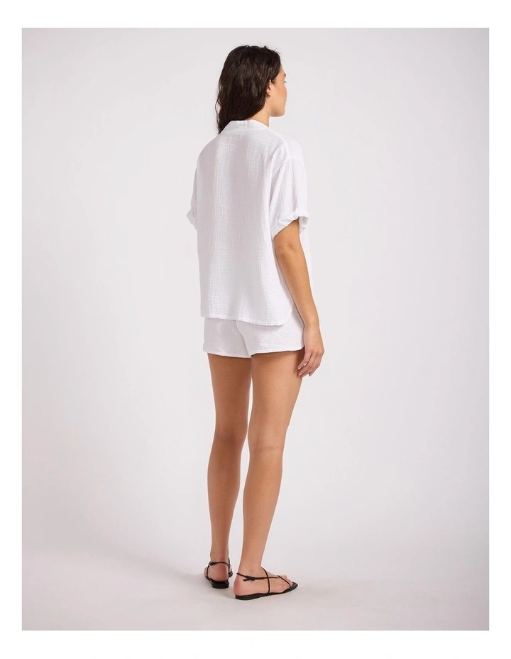 Double Gauze V-Neck Top in White image 3