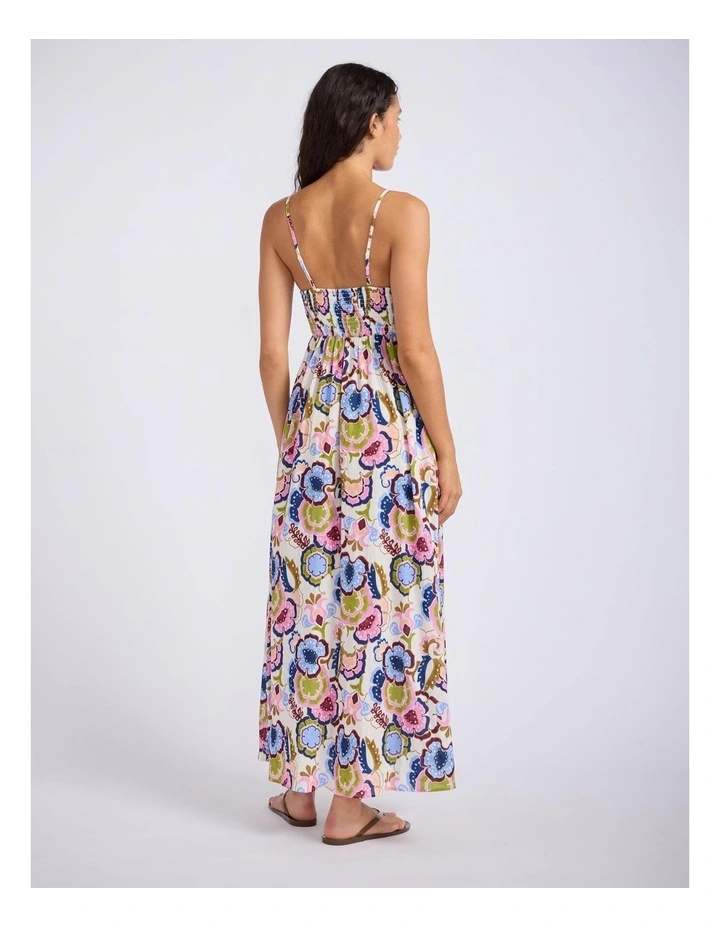 SeaBlossom Midi Dress in Vanilla Floral Print image 3