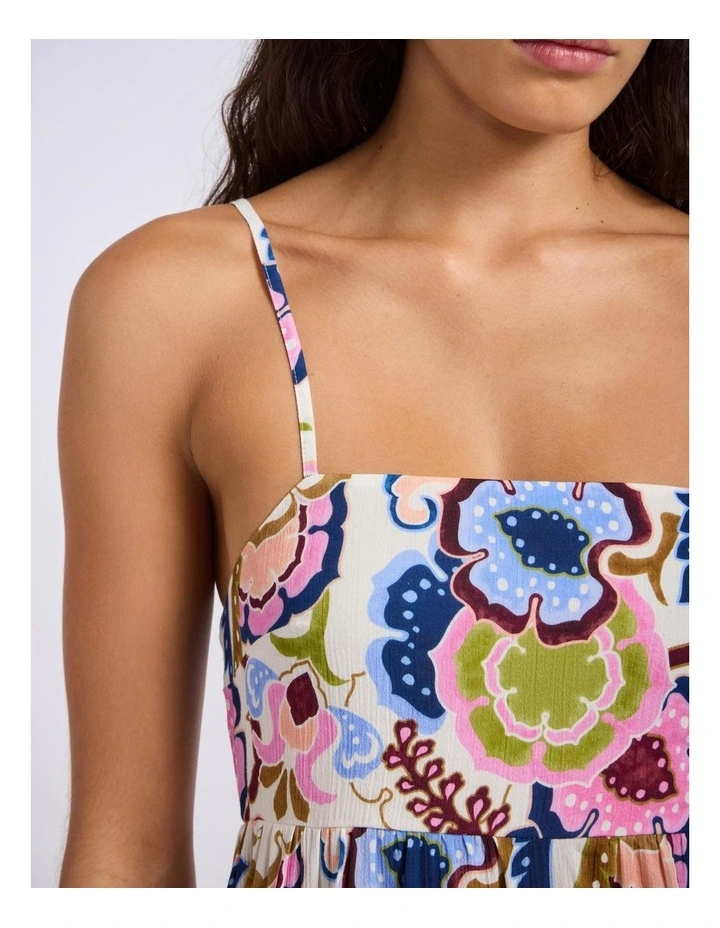 SeaBlossom Midi Dress in Vanilla Floral Print image 4