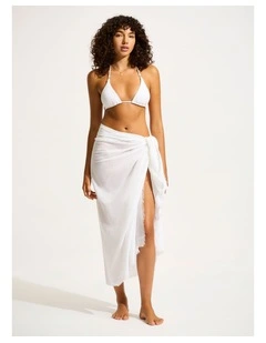 Beach Essential Textured Cotton Beach Wrap White