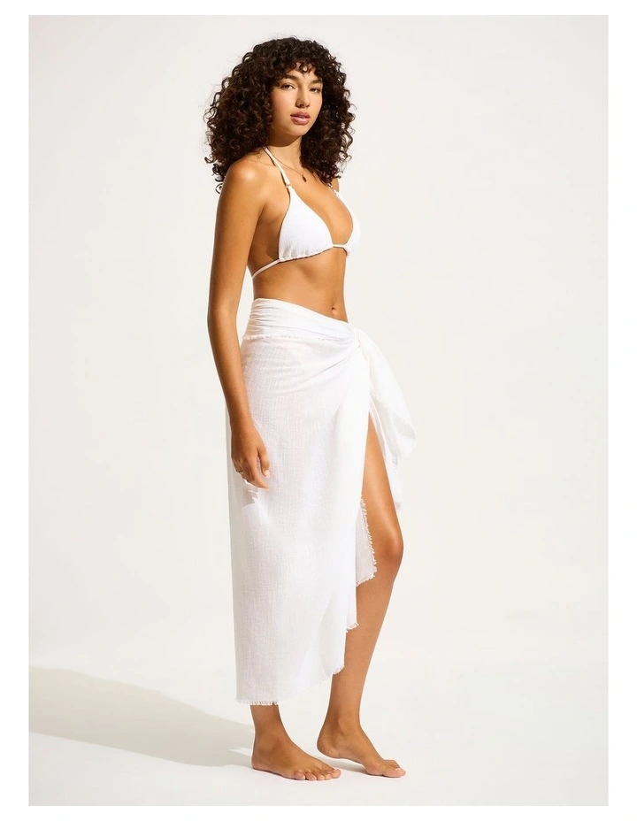 Beach Essential Textured Cotton Beach Wrap White image 2
