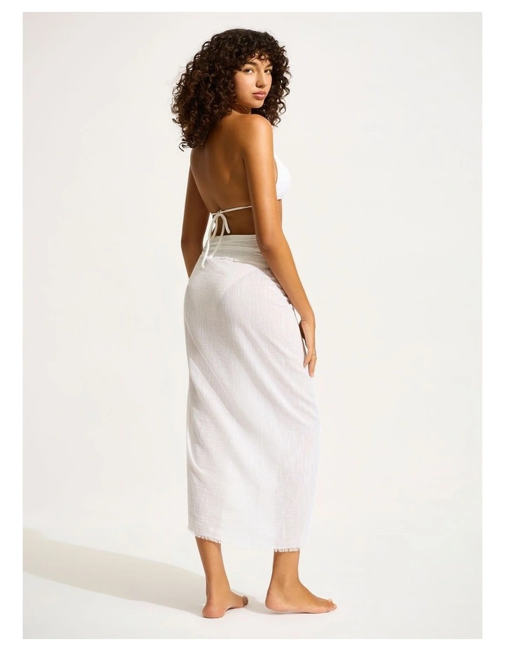 Beach Essential Textured Cotton Beach Wrap White image 3