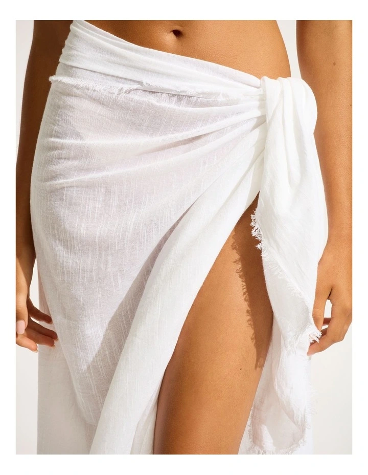 Beach Essential Textured Cotton Beach Wrap White image 4