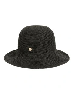 Shady Lady Packable Raffia Bucket Hat in Black