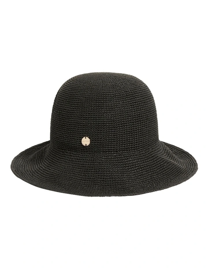 Shady Lady Packable Raffia Bucket Hat in Black image 1