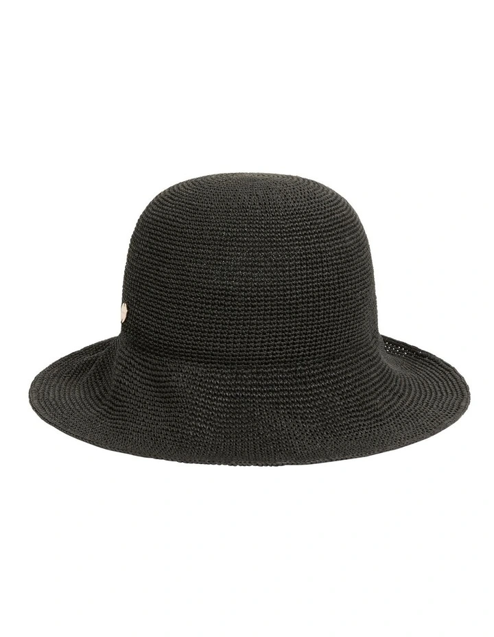 Shady Lady Packable Raffia Bucket Hat in Black image 3