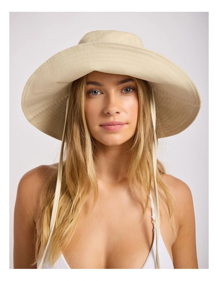 ShadyLady Tie Up Bucket Hat in Ecru image 1