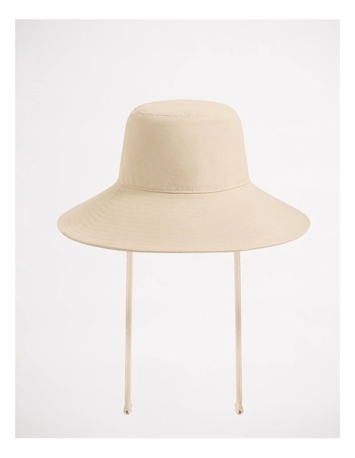 ShadyLady Tie Up Bucket Hat in Ecru image 3