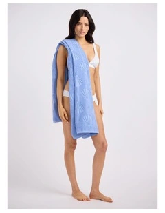 Fringe Benefits Jacquard Border Towel Cornflower