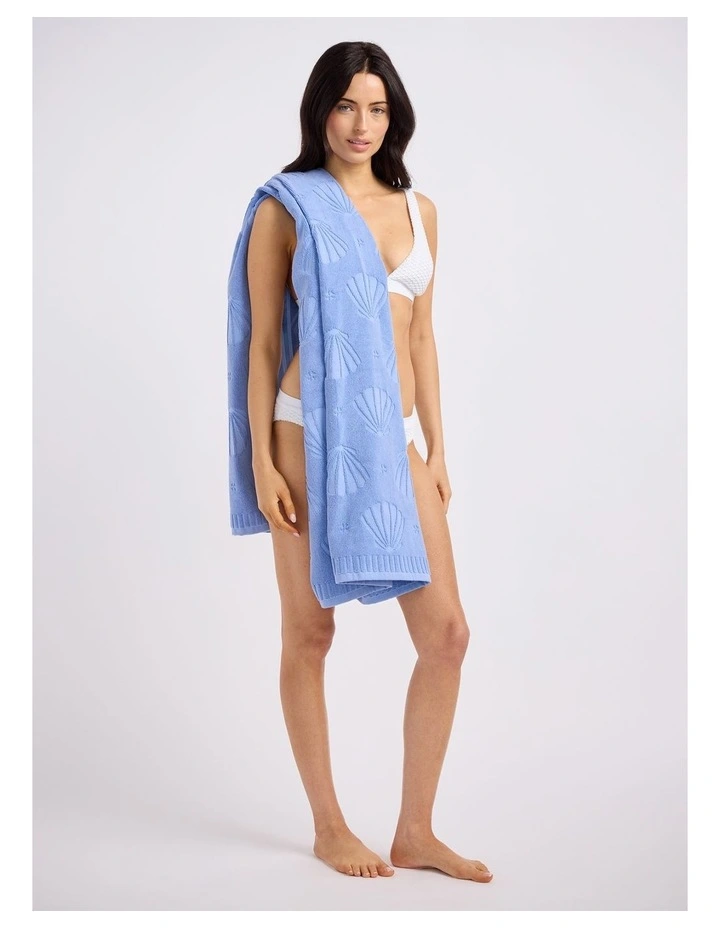 Fringe Benefits Jacquard Border Towel Cornflower image 1