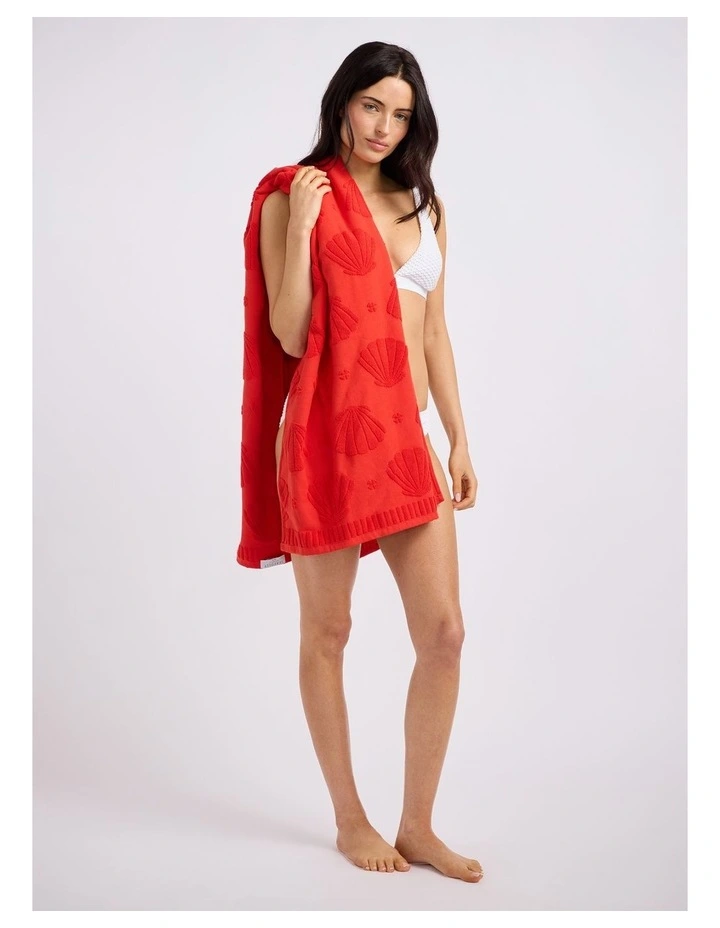 Fringe Benefits Jacquard Border Towel Tomato Red image 1
