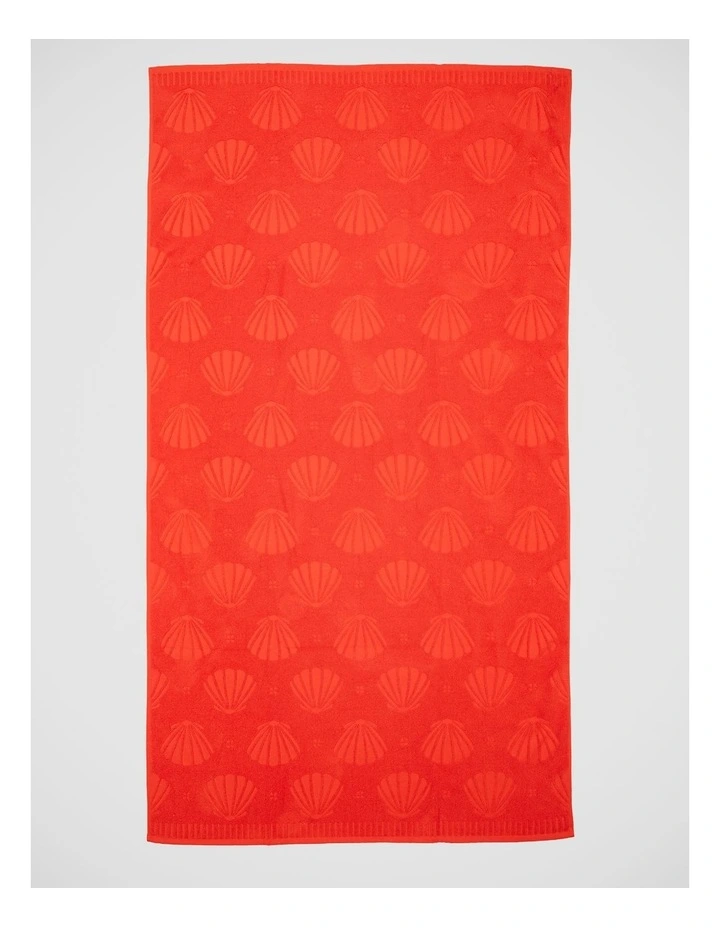 Fringe Benefits Jacquard Border Towel Tomato Red image 2