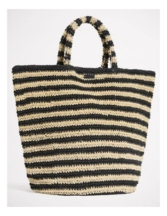 CarriedAway Large Open Weave Tote Bag Natural/Black
