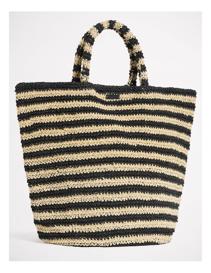 CarriedAway Large Open Weave Tote Bag Natural/Black image 1