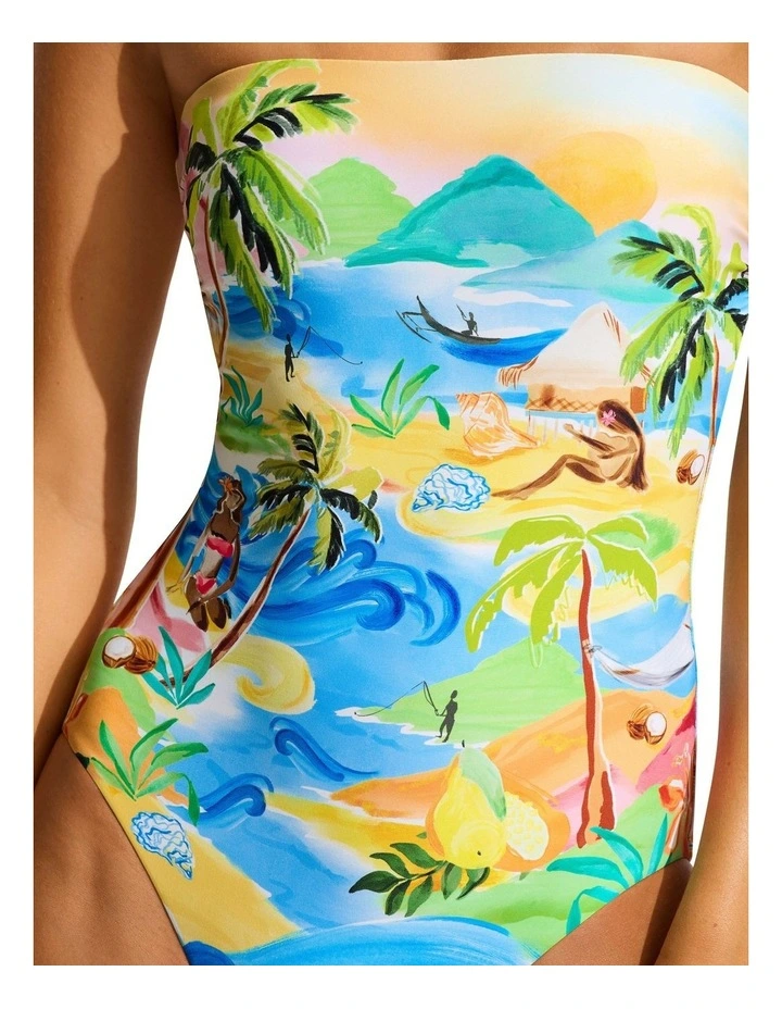 South Pacific Bandeau One Piece in Turquoise image 4