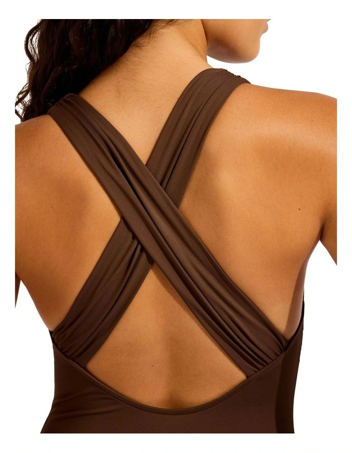 Cross Back One Piece in Brown image 4