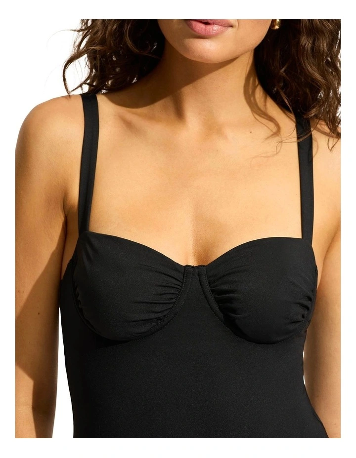 Ruched Underwire One Piece in Black image 4