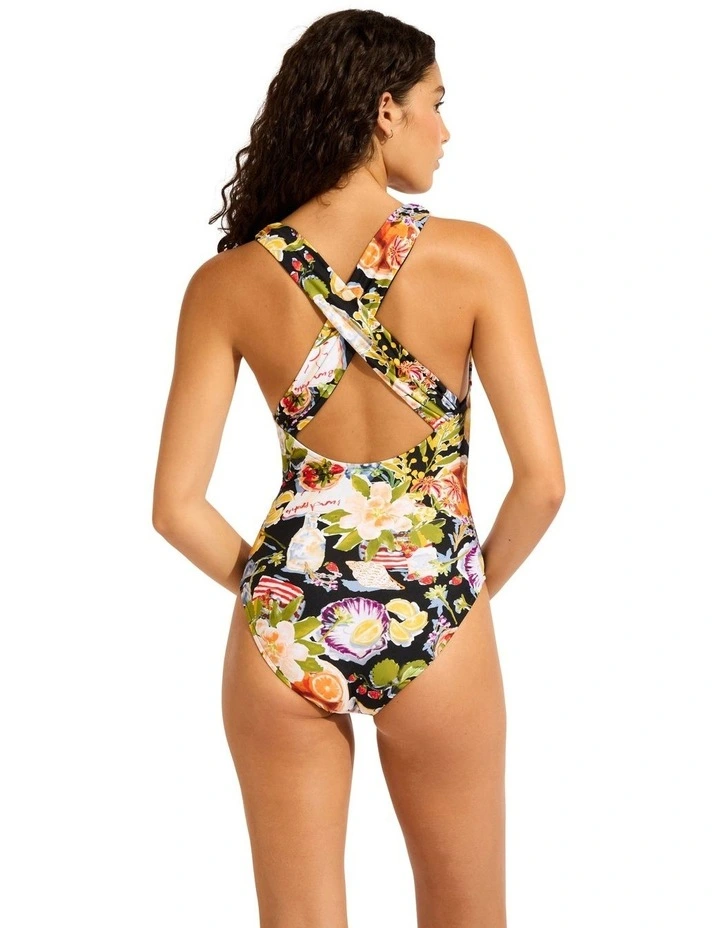 Riviera Coast Cross Back One Piece in Black image 2