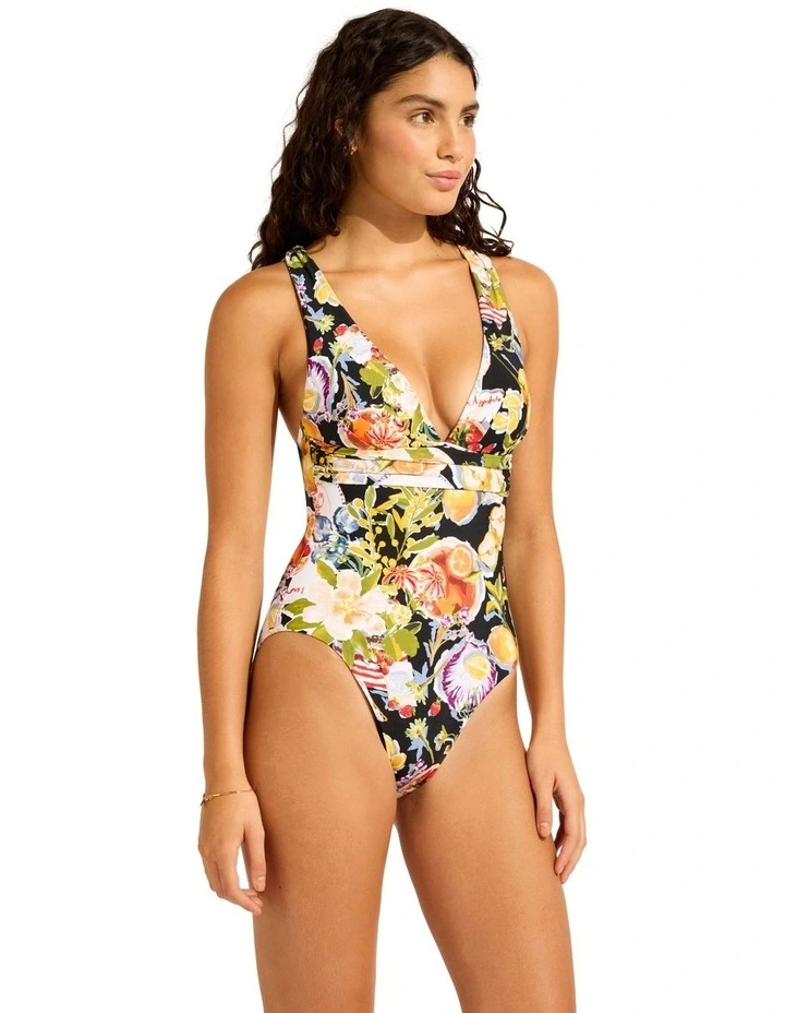 Riviera Coast Cross Back One Piece in Black image 3