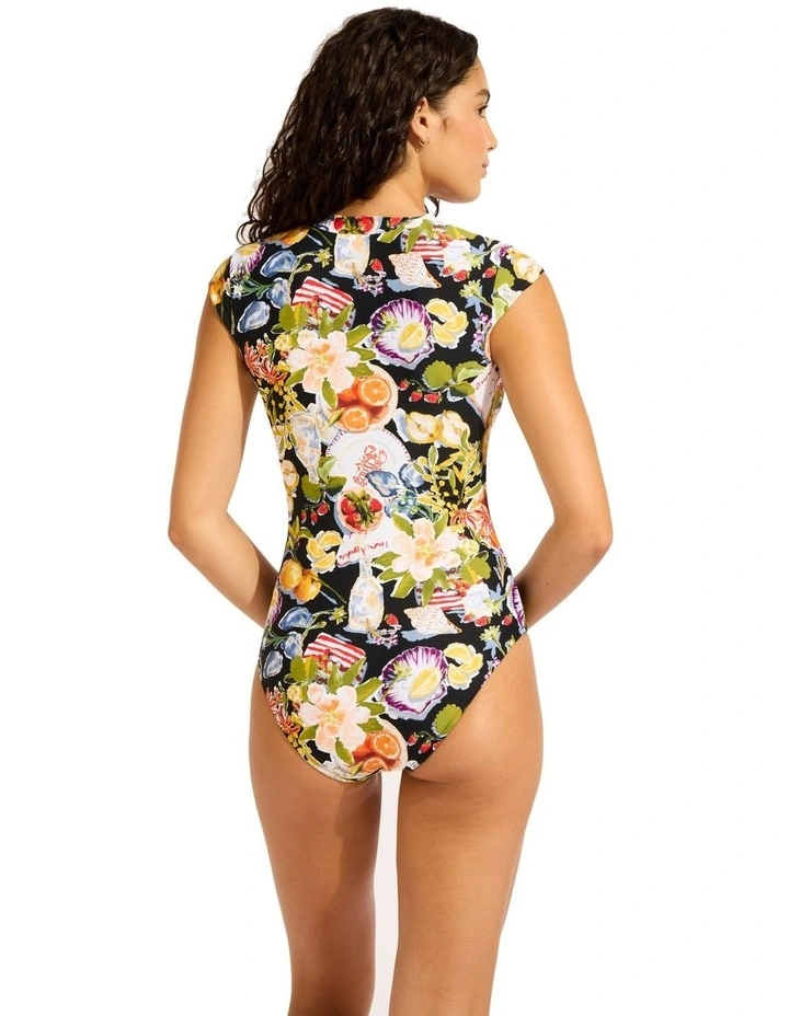 Riviera Coast Black Zip Front One Piece in Black image 2