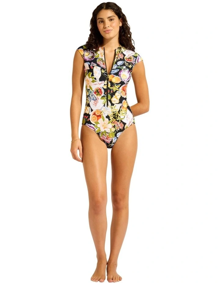 Riviera Coast Black Zip Front One Piece in Black image 4