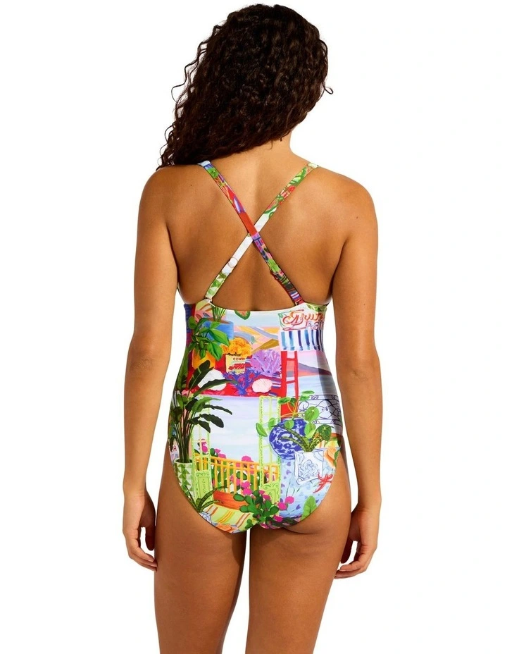 La Boca Deep V Neck One Piece in Multi image 2