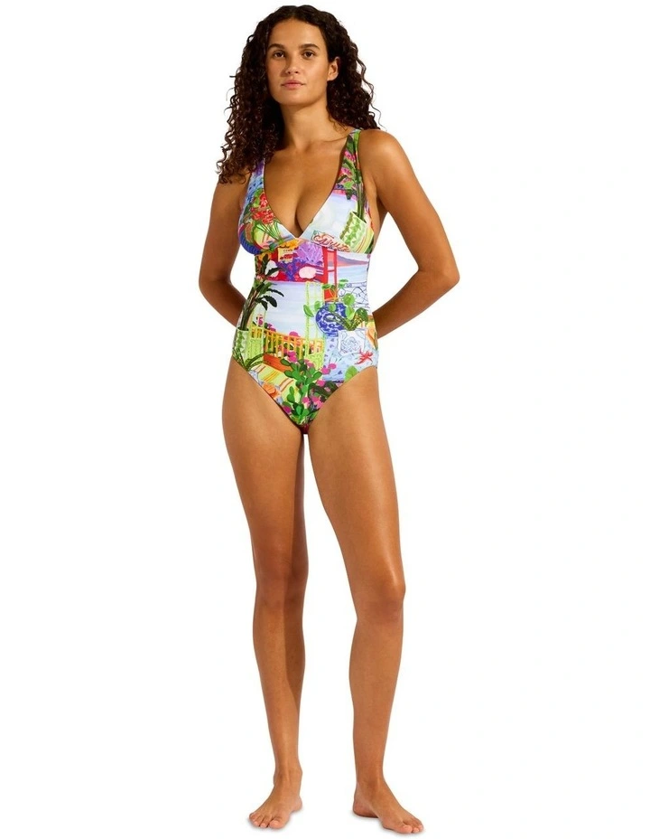 La Boca Deep V Neck One Piece in Multi image 5