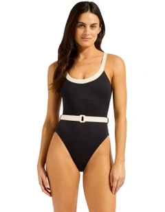 Bandwave Belted Tank Once Piece in Black