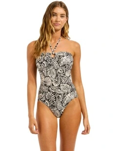 C Shells Ring Front Bandeau One Piece in Black