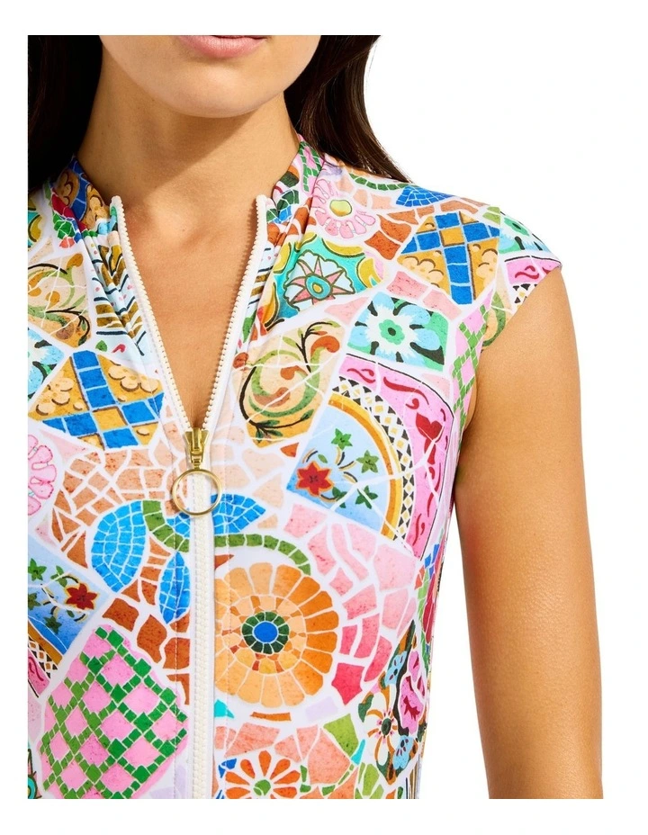 Beach Boheme Zip Front One Piece in Parfait Pink image 4