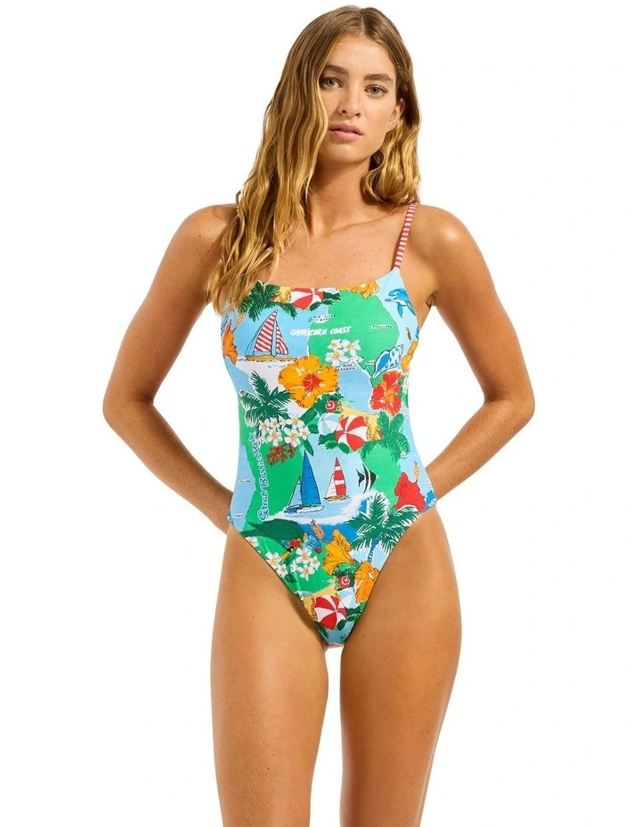 Viva Vacation Square Neck One Piece in Multi image 1