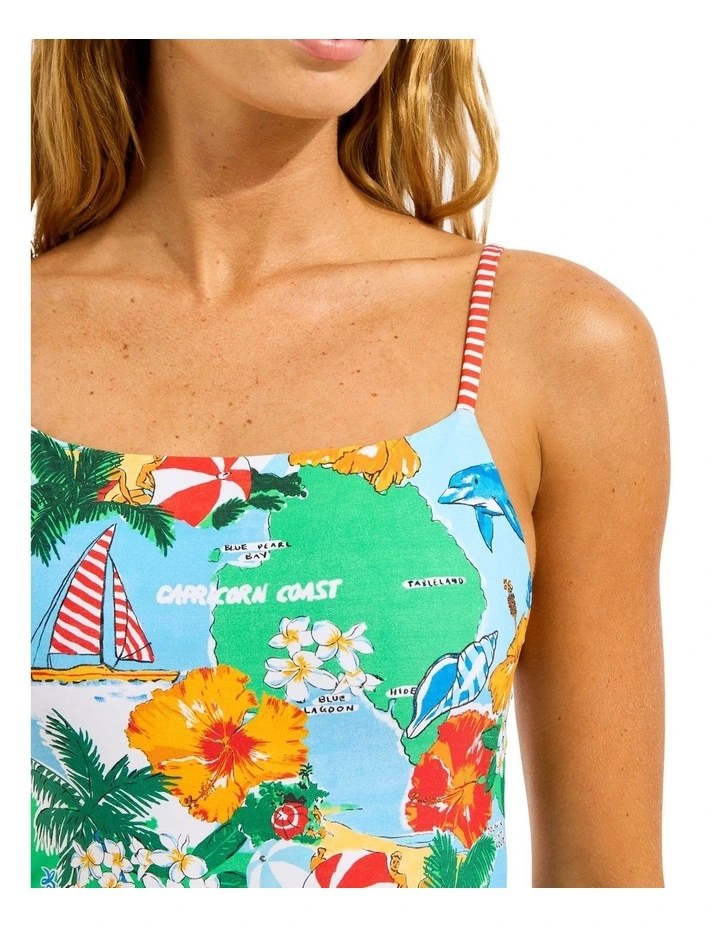 Viva Vacation Square Neck One Piece in Multi image 4