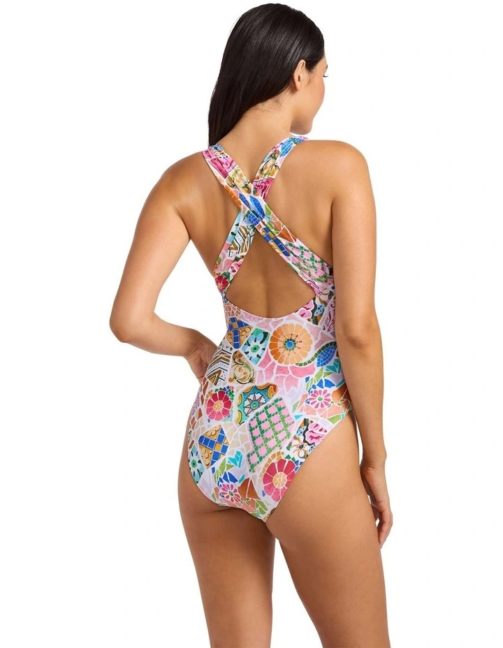 Beach Boheme Cross Back One Piece in Parfait Pink image 3