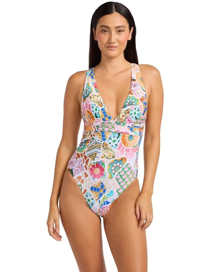 Beach Boheme Cross Back One Piece in Parfait Pink image 4