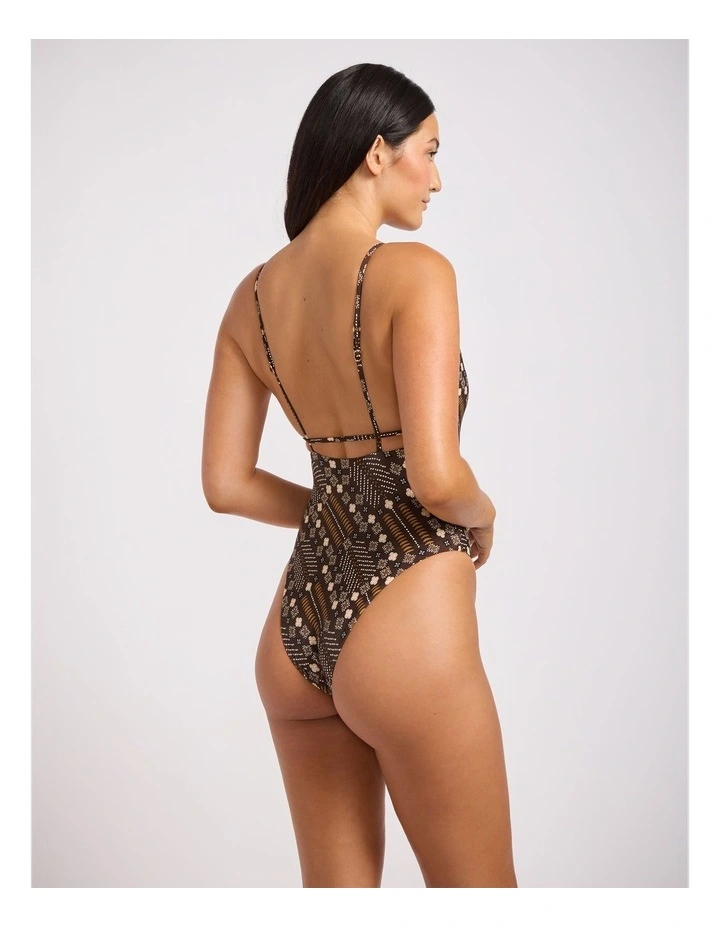Drift Club Mosaic V Neck One Piece - Earthy Brown image 3