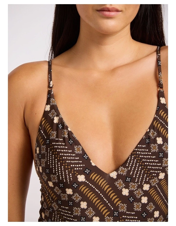 Drift Club Mosaic V Neck One Piece - Earthy Brown image 4