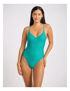 High Tide V Neck One Piece in Long Island Green
