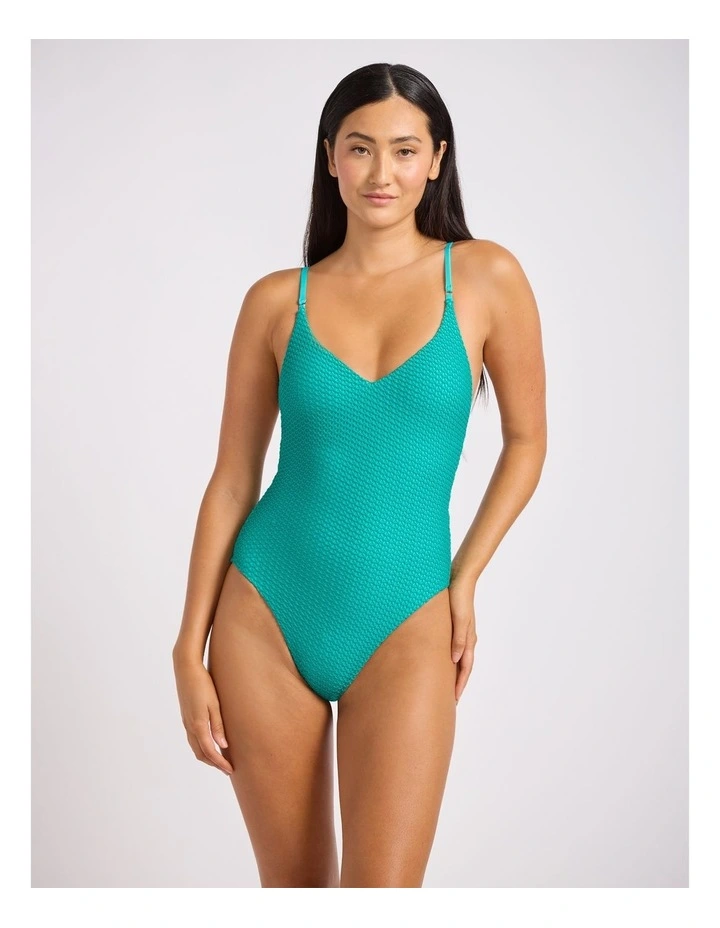 High Tide V Neck One Piece in Long Island Green image 1