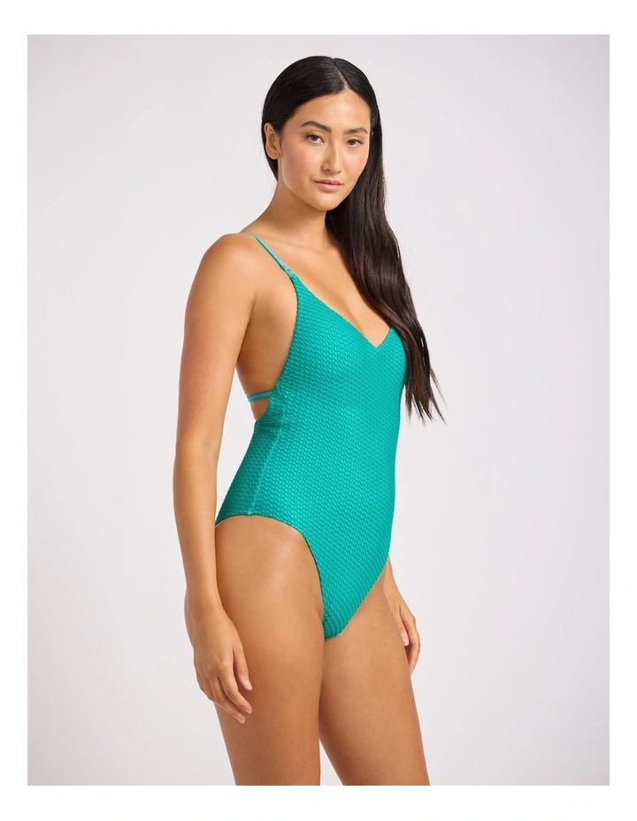 High Tide V Neck One Piece in Long Island Green image 2